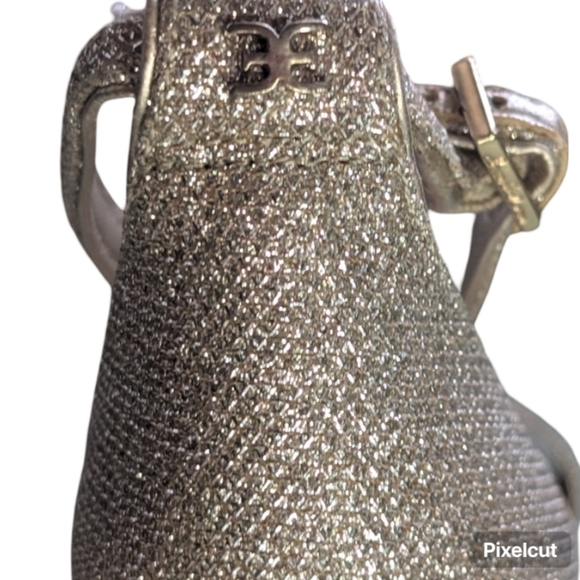 Sam Edelman Patti Ankle Strap Heels Gold Glitter Stiletto Sandals Size 7.5M - Picture 9 of 12